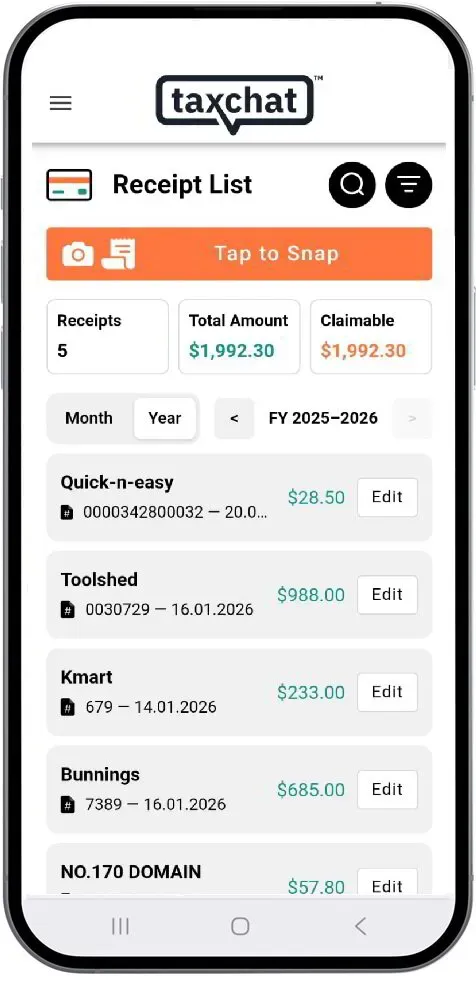 Tax Chat Tracker app screenshot